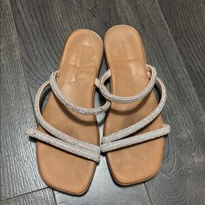 Zara Cream and Brown Strappy Sandals
